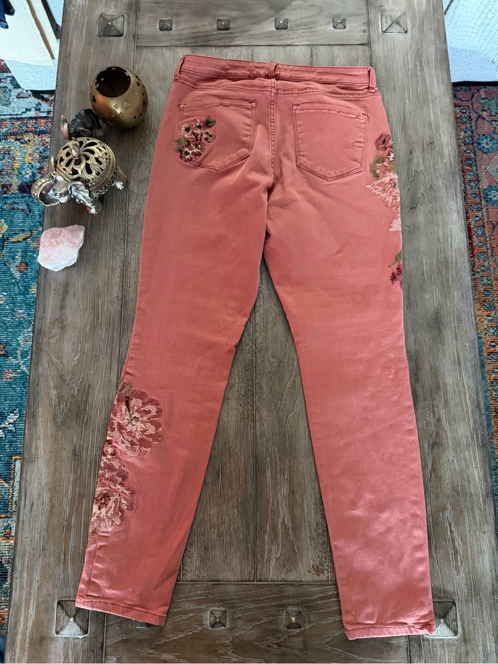 Nine West Terra Cotta Embroidered Skinny Jeans - Picture 3 of 12